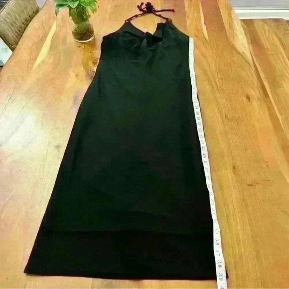 Vintage Anne.X Y2K  Sexy Halter Cow Neck Evening Formal Event Black Maxi Dress - Picture 13 of 13